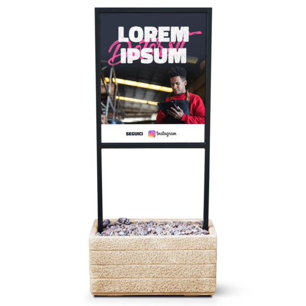 Fioriera in cemento con porta banner Adamello